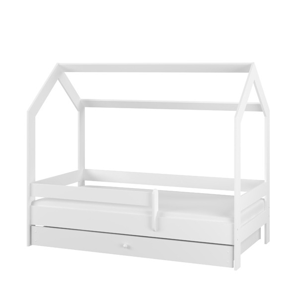 Varázslatos fehér házikó gyermekágy 180*80 cm, matraccal, ágyneműtartóval