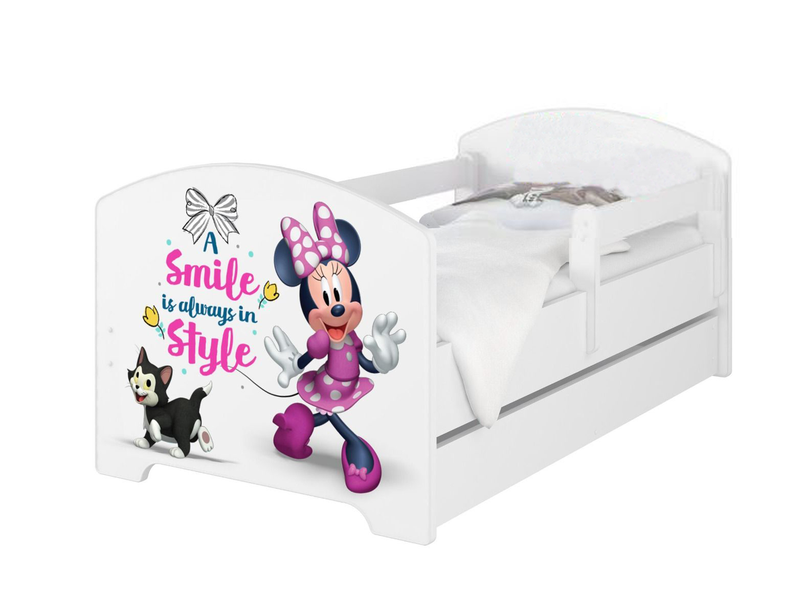 Disney Minnie3 egeres Ágy 140 X 70 leesésgátlós AJÁNDÉK MATRACCAL, ágyneműtartóval