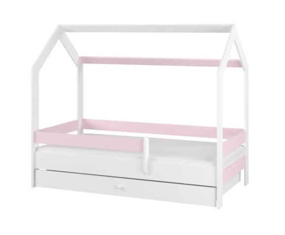 Varázslatos rózsaszín házikó gyermekágy 160*80 cm, matraccal, ágyneműtartóval